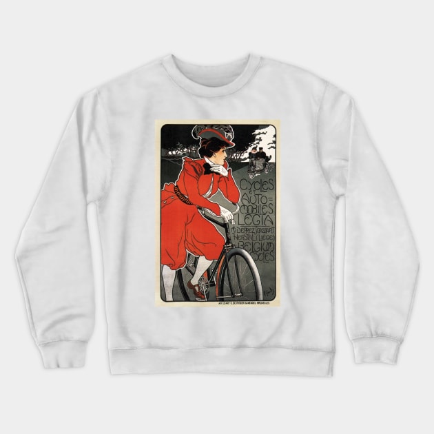 LEGIA Cycles Belgium Art Nouveau Vintage Bicycle Advertisement Crewneck Sweatshirt by vintageposters